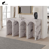 Tostone Vente directe Table console en marbre Calacatta Viola naturelle moderne pour salon d'hôtel Design d'arche élégant pour l'intérieur