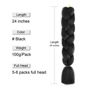 Venta al por mayor de fábrica: Extensiones de cabello sintético preestirado Ombre Jumbo de 82 pulgadas y 165 g para trenzas - Product Image 3