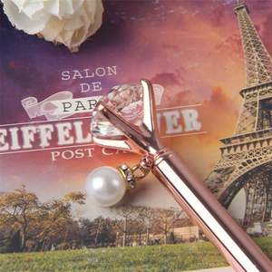 Stylo à bille en métal personnalisé de luxe 1,0 mm avec grosse perle en cristal, cadeau promotionnel parfait pour les filles - Product Image 5