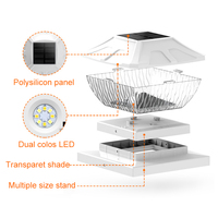 Lampe solaire universelle à LED bicolore réglable, étanche, avec coque blanche, pour poteau de clôture, terrasse ou jardin extérieur