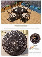 Table de jardin en alliage d'aluminium de style villa, imperméable, avec coussin à séchage rapide, design champêtre pastoral, haut de gamme, pour balcon extérieur
