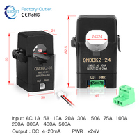 Sensor de Corriente Tipo Abrazadera QNDBK2-24 CA 50A 100A 200A 250A 300A 400A 4-20mA Transformador de Corriente de Tipo Abierto con Núcleo Dividido y Salida de 4-20mA