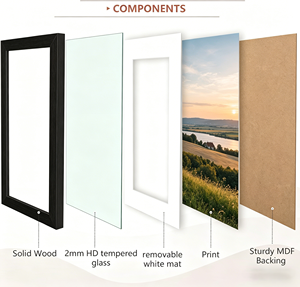 S&amp;L 7x14 Black Wood Collage Picture <strong>Frame</strong> with Mat for 3 Openings 4x6 <strong>Photos</strong> Large Wall Mount <strong>Triple</strong> <strong>Photo</strong> <strong>Frame</strong> Home Decor - Product Image 4