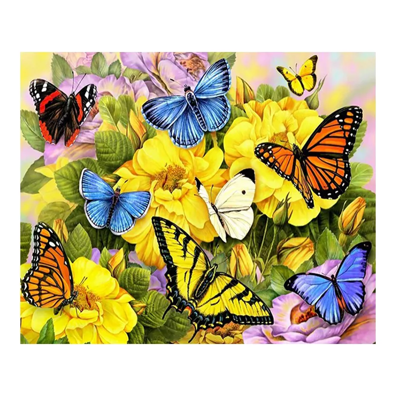 High Quality Art Wall Decoration Flowers On The Butterfly Diy Diamond Painting