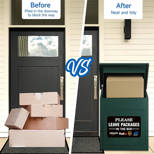 Letrero de Aluminio para Entrega Segura de Paquetes, Letrero 'Por Favor, Deje los Paquetes en la Caja' con Logotipos de FedEx, UPS y USPS, Letrero para Buzón de Correos - Product Image 3