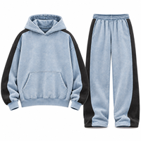 Ensemble de survêtement Y2K pour homme, imprimé, délavé à l'acide, avec sweat à capuche et pantalon de survêtement à jambes larges, coupe oversize, décontracté