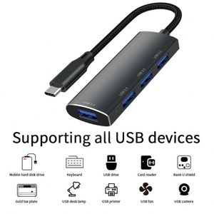 Adaptador USB-A 3.0 de Alta Velocidad con 4 Puertos para Computadoras Portátiles Macbook, Teléfonos Móviles, Hub Tipo-C - Product Image 4