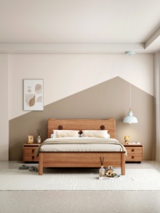 Lit mural en bois massif de haute qualité en forme d'ours, lit plateforme moderne et minimaliste pour chambre à coucher - Product Image 3