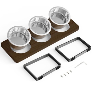 Bols surélevés pour chat avec 3 bols en acier inoxydable Support de nourriture pour animaux de compagnie surélevé <span class=keywords><strong>anti</strong></span>-vomi incliné à 10 ° - Product Image 2