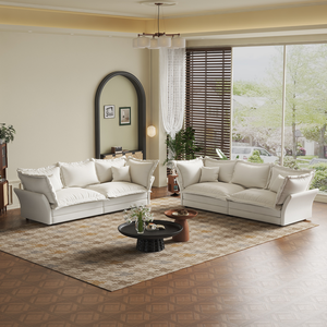 Modern Convertible Chenille Fabric <b>Sofa</b> Set Apartment-Friendly Cloud Design with Deep Seat and Multiple Large Soft Pillows - Product Image 5