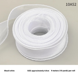 4CM Fishtail Yarn Fresh Flower Bouquet Packaging DIY Material Organza Ribbon Cake Edge with Wave Edge Bow 100% Polyester - Product Image 6