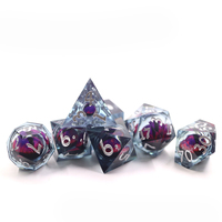 Dadu inti cairan transparan mata naga darah Set untuk DND RPG terbuat dari Resin