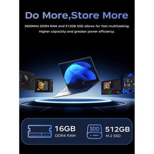 Kaigerr Laptop Computer 15.6 Inch 1080P IPS <b>16GB</b> RAM 512GB SSD Metal Shell With Webcam For Personal Use - Product Image 4