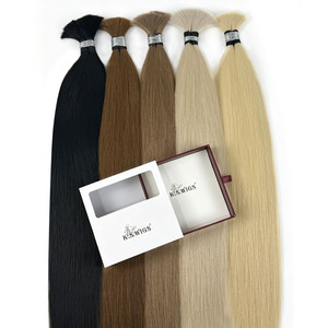 Factory Wholesale <b>Russian</b> Remy Human Hair Bulk White Platinum Blonde #60 Cuticle Aligned Double Drawn Virgin Remy Human Hair - Product Image 4
