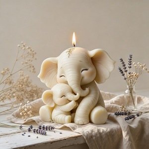 3D Elephant Mother And Child <b>Candle</b> <b>Mold</b> Silicone Plaster <b>Mold</b> For Home Decor DIY <b>Candle</b> Making Kits - Product Image 1