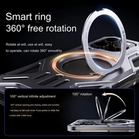 Étui de téléphone magnétique creux en métal aluminium pour iPhone 14 15 16 Pro Max, protection antichoc avec béquille rotative cachée à 360°
