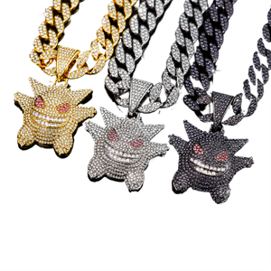 Colgante de <span class=keywords><strong>Fantasma</strong></span> Iced Out con Diamantes de Imitación Coloridos, de Aleación de Zinc con Cristales Pavé, Estilo Hip Hop Anime para Raperos - Product Image 1