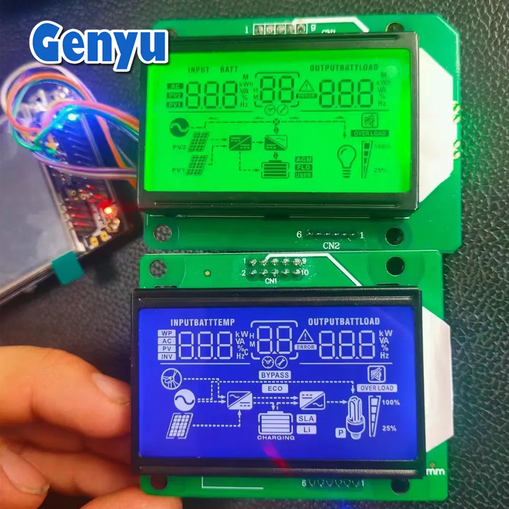 Módulos de pantalla de alimentación Tn Htn Stn LCD UPS, pantalla personalizada de 7 segmentos COB para inversor de pantalla LCD