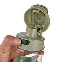 Bouteille d'eau Tritan d'extérieur à couvercle Pop-up, bouteille d'eau de motivation en plastique pour Sport, mesure pour voyage de musculation, bureau