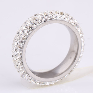 Titanium Steel <b>Ring</b> 4 Row Pave Setting <b>Crystal</b> Unisex Fashion Jewelry Gift - Product Image 2