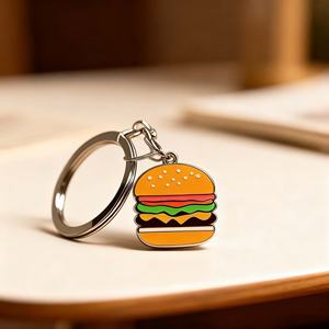 Fabricants de porte-clés en métal personnalisés en gros, porte-clés en métal 3D en forme de hamburger, logo en métal pour cadeaux promotionnels - Product Image 2