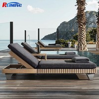 Chaise longue en teck pour hôtel villa moderne, hauteur réglable, cadre en aluminium, coussins en option - Meubles de jardin pour piscine extérieure