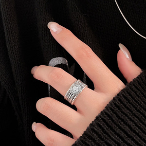 Yinruitai S925 Sterling Silver Wide Band <b>Ring</b> Women Retro Fashion <b>Open</b> Index Finger <b>Ring</b> Everyday Wear Jewelry - Product Image 3