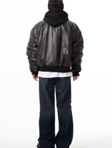 Chaqueta de Cuero con Capucha para Hombre, de Alta Calidad, Resistente al Viento e Impermeable, Talla Grande, para Invierno - Product Image 3