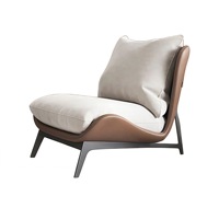 Fauteuil modulaire en velours de style nordique moderne et luxueux avec repose-pieds inclinable et pieds en bois - Meubles de salon