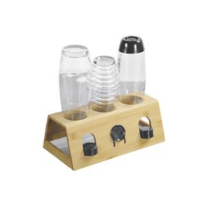 Bottle Holder For 3 Bottles Wood Stand With Lid <b>Storage</b> <b>Kitchen</b> Organization - Product Image 1