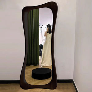 מלון בסגנון מודרני באורך מלא vity מראה רטרו רכוב קיר או רצפה עומדת עם מסגרת עץ זכוכית לסלון - Product Image 5