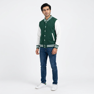 Veste bomber universitaire en cuir brodée en chenille sur toute la surface, manches en cuir personnalisées, pour hommes, vêtements de rue décontractés pour hommes, veste universitaire - Product Image 1
