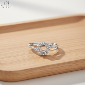 Nuevo Anillo de Compromiso con Halo de Diamantes Naturales Reales en Oro Blanco Sólido de 18K, Diseño Elegante, Semi-Montura, para Mujer, Regalo - Product Image 6