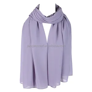 Instant Bubble Chiffon Hijab Pure Plain Scarf Shawl for Spring Season Malaysia Style with Solid Pattern