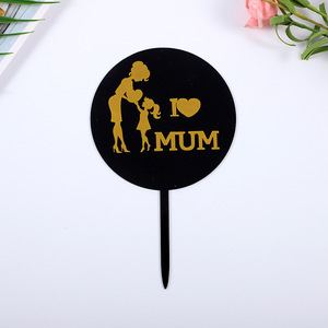 Décorations personnalisées de cupcakes en acrylique rose bleu noir pour les festivals <span class=keywords><strong>Love</strong></span> Thanksgiving Mother's Day Birthday Cake Toppers - Product Image 2