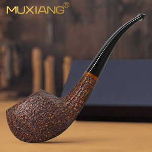Muxiang Wooden Tobacco Pipe Bent Type Handmade Solid Briar Filter Men's Smoking Pipe - Product Image 2
