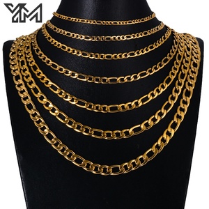 Ensemble de colliers chaîne Figaro <span class=keywords><strong>plaqué</strong></span> <span class=keywords><strong>or</strong></span> 18 carats YM, chaînes en alliage de laiton multi-tailles pour hommes et femmes, vente en gros - Product Image 1