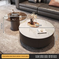 Meja kopi ruang tamu atas kaca marmer gaya Nordic Modern untuk ruang tamu