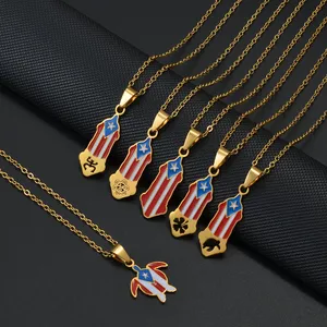 1PC Collar con Colgante <span class=keywords><strong>de</strong></span> Tortuga y Bandera <span class=keywords><strong>de</strong></span> San <span class=keywords><strong>Juan</strong></span>, Puerto Rico, para Mujeres y Niñas, Joyería <span class=keywords><strong>de</strong></span> Hibisco y Rana <span class=keywords><strong>de</strong></span> PR # 575962 - Product Image 4