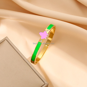 Bracciale braccialetto in acciaio inossidabile edera personalizzato in acciaio inossidabile rosa verde gioiello da <span class=keywords><strong>donna</strong></span> gioiello in smalto acero edera braccialetti braccialetto - Product Image 3