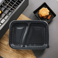 Kotak Bento plastik PP dapat ditumpuk, wadah makanan persiapan makan siang dapat ditumpuk untuk Salad Sushi, mie Pizza