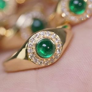 Bague de fiançailles Xinfly en or 18 carats avec émeraude véritable 0,5 ct et diamant naturel 0,15 ct, sertie clos, idéale pour mariages et soirées – Nouveauté irrésistible - Product Image 1