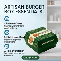 Scatole per Hamburger Biodegradabili Autoassemblanti in Cartone UV a Forma di Piramide, Confezioni per Ristoranti, Scatole Usa e Getta Personalizzate per Fast Food e Tacos