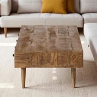 Table basse minimaliste en bois massif pour salon, mobilier en bois de qualité supérieure avec structure robuste et surface lisse