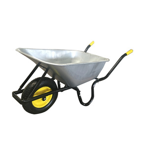 Brouette de chantier robuste WB6414F, capacité de charge 160 kg, roue pneumatique 4.00-8, plateau métallique thermolaqué, chariot utilitaire - Product Image 1