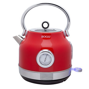 Sogo Stainless Steel Cordless Electric <b>Kettle</b> 1.8L 2200W with <b>Temperature</b> <b>Control</b> and Gauge Red Household Use - Product Image 1