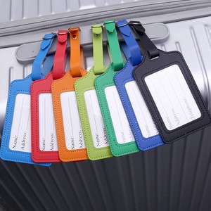 Etiqueta de equipaje de cuero sintético PU de 110x60 mm, etiqueta de información de viaje de color sólido para maleta y tarjeta de embarque - Product Image 1