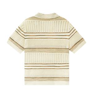 AiNear卸売カスタムロゴデザインOem & Odm夏半袖ポロ襟織りメンズコットンニットTシャツかぎ針編みセーター - Product Image 6