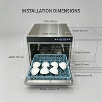 Lavavajillas Eléctrico Compacto para Debajo del Mostrador, Ideal para Pequeños Bares, Cafeterías y Restaurantes Comerciales