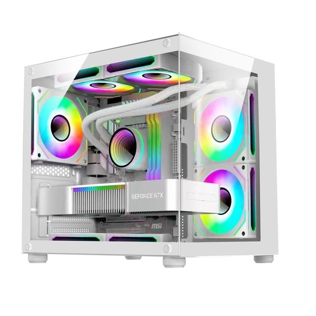 Desktop Game Computer PC Case Tempered Glass M-ATX Motherboard Support 240mm Water-Cooled Fan Computer Cases & Towers Pc Cabinet
